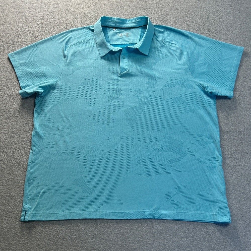 Adidas Golf Polo Shirt Mens 2XL Turquoise Stripe ClimaCool Performance Athletic